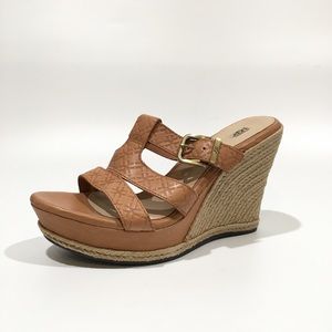 UGG Hedy Emboss Platform Wedge Espadrille Sandals -Chestnut -US 10 -NEW